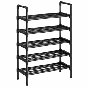black five tier shoe rack product shot