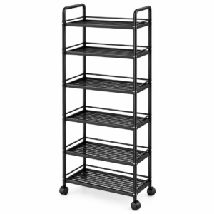 tall black six tier rolling storage rack