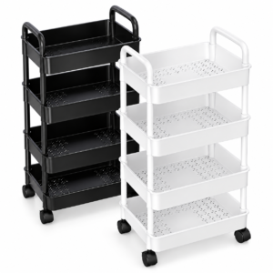 Store white and black rolling storage carts